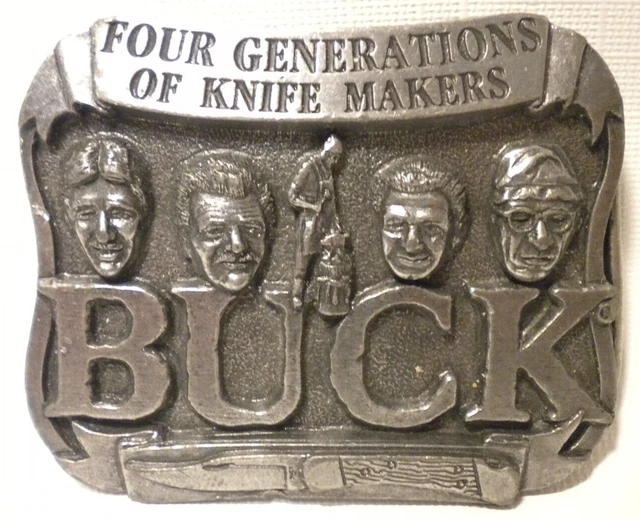 VINTAGE BUCK POCKET Knives Knife Four Generations Belt Buckle Smoky