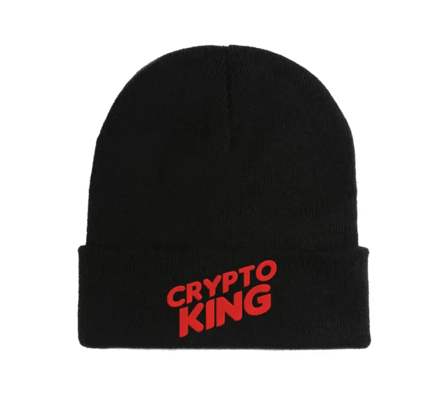 Crypto King Funny Parody Embroidered Beanie Hat Winter Autumn Cap Warm