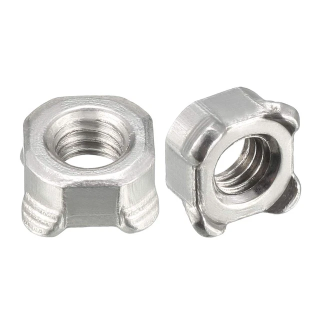 Weld Nuts,M6 Square UNC Coarse Carbon Steel Machine Screw Silver Pack of 100