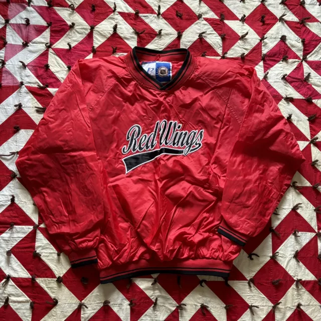 Vintage Detroit Redwings Logo Athletic Windbreaker Jacket Youth? XL As Is Stains