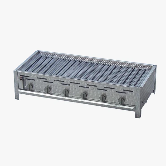 Partygrill Gasgrill Gastrobräter Edelstahl 6 flammig mit Rost, 114 x 53 x 27 cm