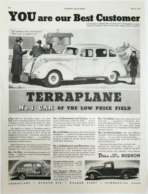 Hudson Terraplane Vintage 1937 Car Ad Automobile Magazine Print