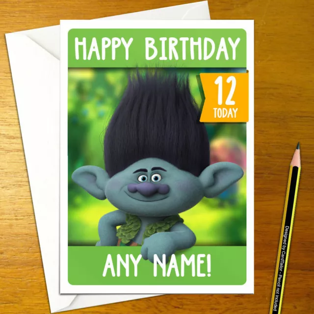 BRANCH Personalised Birthday Card - large a5 trolls troll movie princess poppy