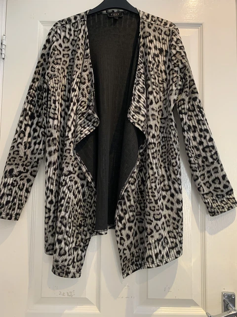 LIPSY GREY SILVER BLACK Animal leopard Print Waterfall Jacket Size 16 5.00 PicClick UK