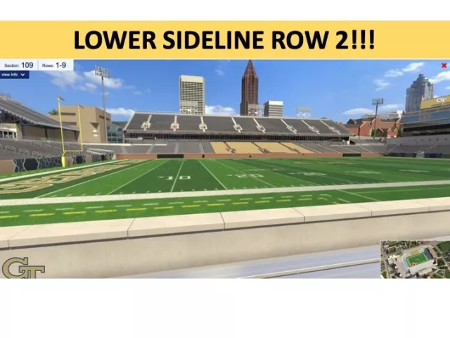 2 TICKETS GEORGIA TECH vs NORTH CAROLINA TAR HEELS 10/28 - LOWER SIDELINE ROW 2!