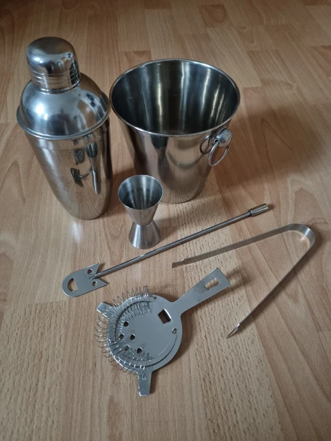 6 teiliges Cocktail-Shaker Set / Barkeeper Set - Edelstahl