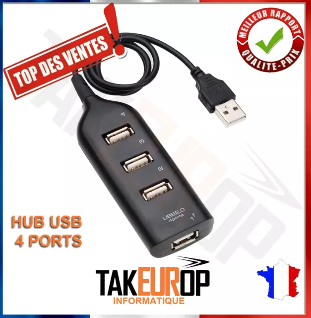 MULTIPRISE 4 PORT HUB/Multi chargeur Câble USB 2.0 pour PC/Mac/tablette