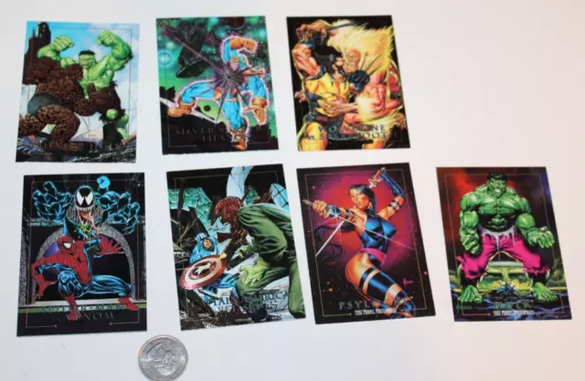 1992 Marvel Masterpieces Complete Battle Etch Foil Insert Card Set 1D-5D Promos