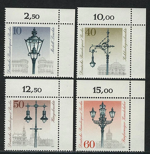 603-606 Straßenlaternen 1979, Ecke o.r. Satz **