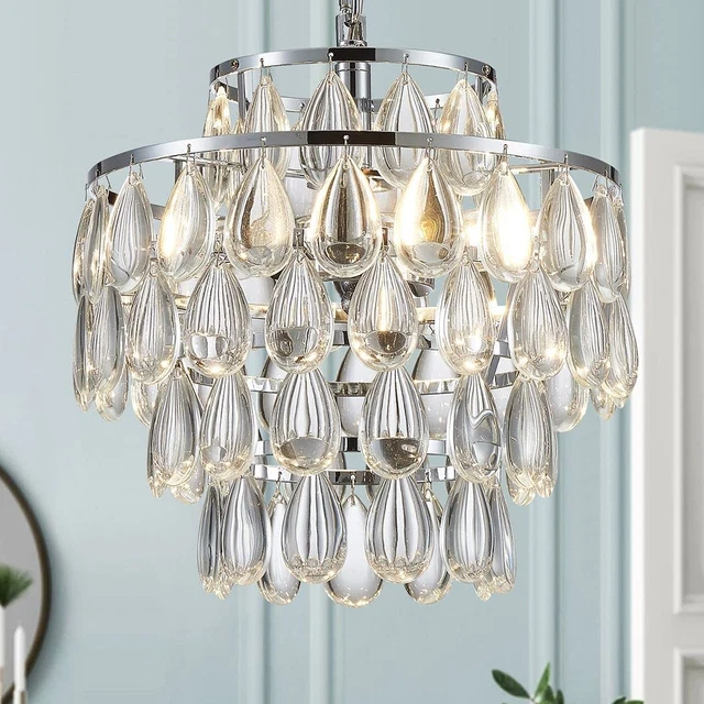 Crystal Chandelier 3-Light Pendant Ceiling Light Modern Lighting Fixture for Bed