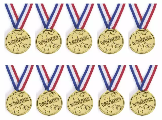Kinder Kinder Gold Kunststoff Gewinner Medaillen Sport Tag Party Tasche Preis Auszeichnungen Spielzeug