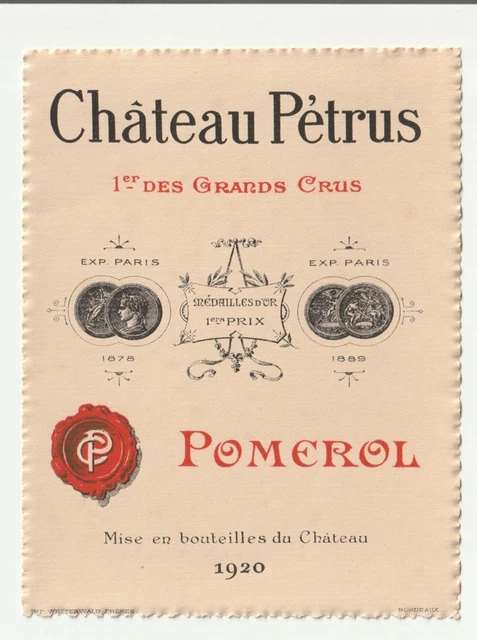 1 étiquette de vin Château Petrus  Pomerol 1920 , wine label