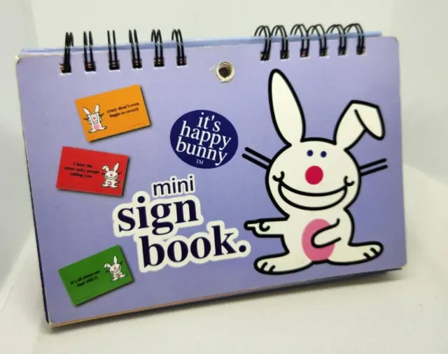 It's Happy Bunny JIM BENTON mini sign book FLIP desk or wall signs #1457 funny