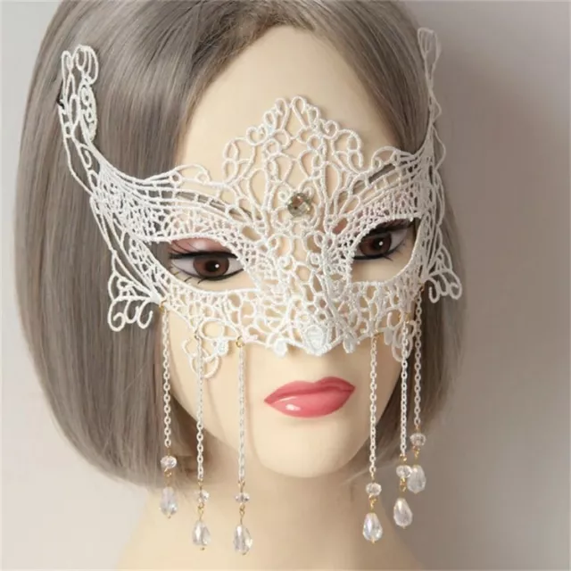 White  Sexy Lady Lace Mask Cutout Eye Masquerade Party Fancy Costume