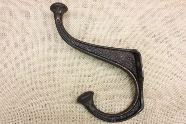 Large Old Coat Hook Bath Robe Clothes Tree FLOWERS Vintage Rustic Iron Bronze