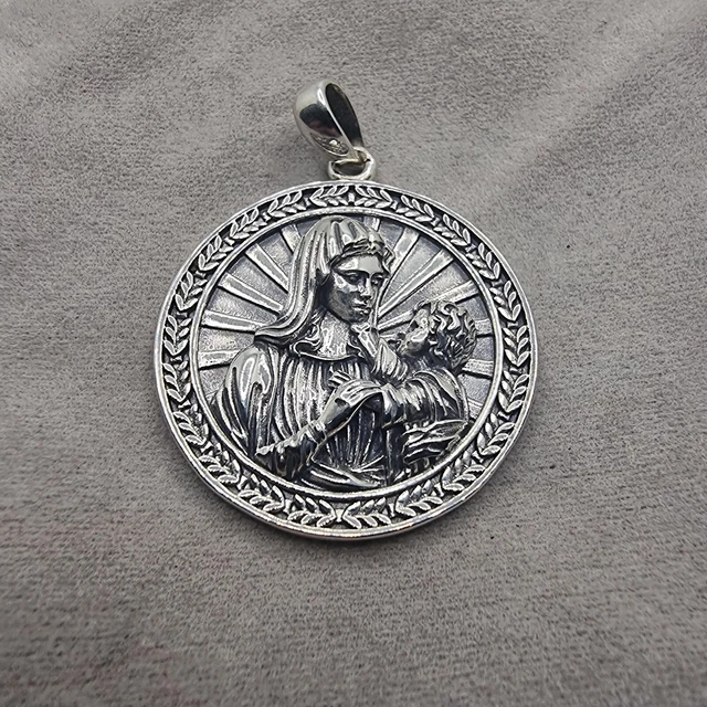 925 STERLING SILVER Blessed Virgin Mary and Child Jesus Christian ...