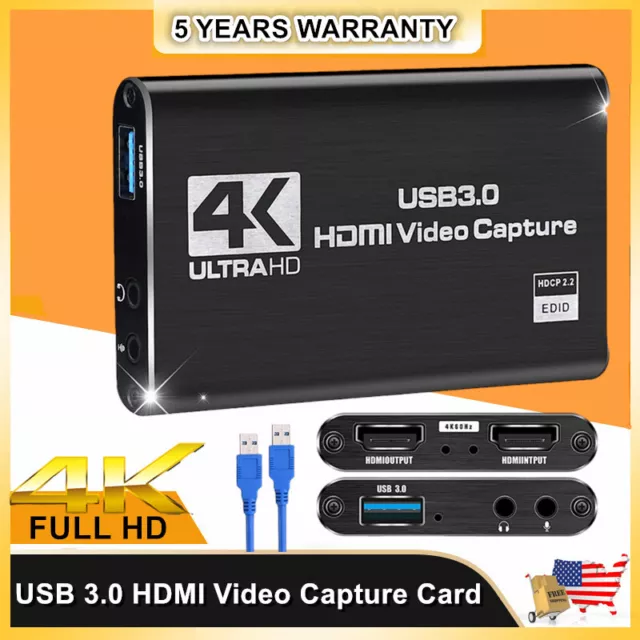 4K Capture Card,USB 3.0 HDMI Video Capture Device for PS4 Nintendo Switch PC US
