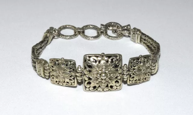 SARDA Artisan Collection Of Bali Sterling Silver Floral Filigree Toggle Bracelet