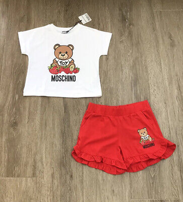 Moschino baby girls Red & White Shorts & T Shirt outfit age 8 Years BNWT