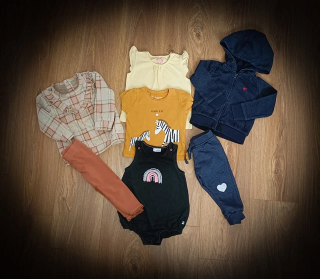 #4 Bundle Of Baby Girls Clothes Age 9-12 Months Romper, Leggings, Tops, Jumper