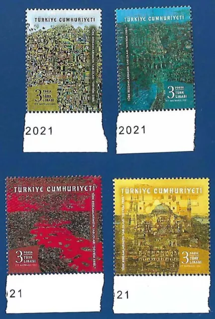 Turkey 2021 Mnh Art Paintings Turkish Painters Mosques Istanbul