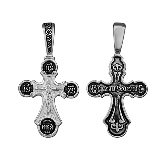 Sterling Silber Kreuz 925 Orthodoxe Anhänger Russisch 4620 Krest Serebrjanyj