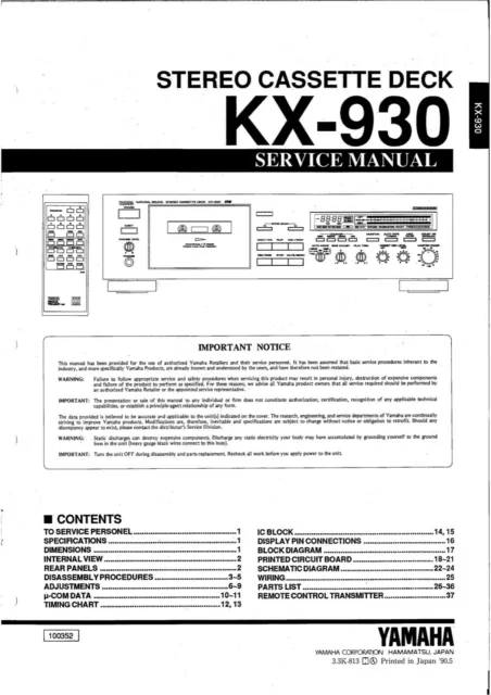 Service Manual-Anleitung für Yamaha KX-930