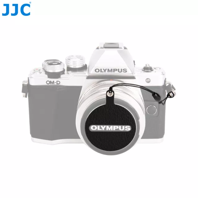 JJC Leather Stickup Lens Cap Keeper Anti-lost Cover for Olympus LC-46 Lens Cap