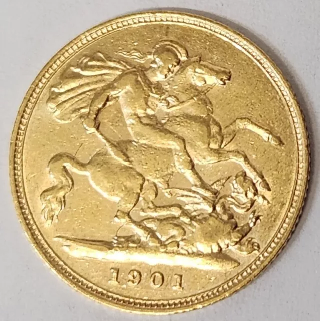 Great Britain Uk 1901 . Half 1/2 Sovereign . Gold . Key Date . High Grade