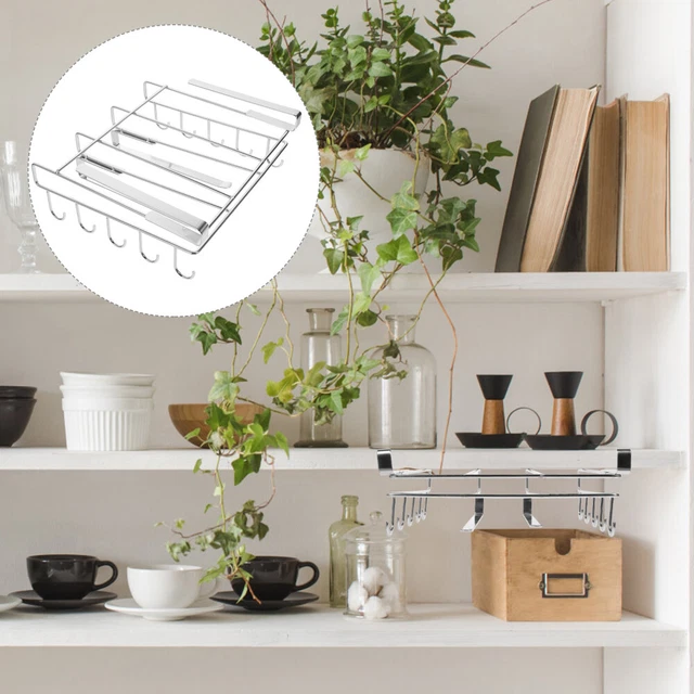Coffee Cup Hanger Kitchen Rack Shelf Wall Cabinet No Punching