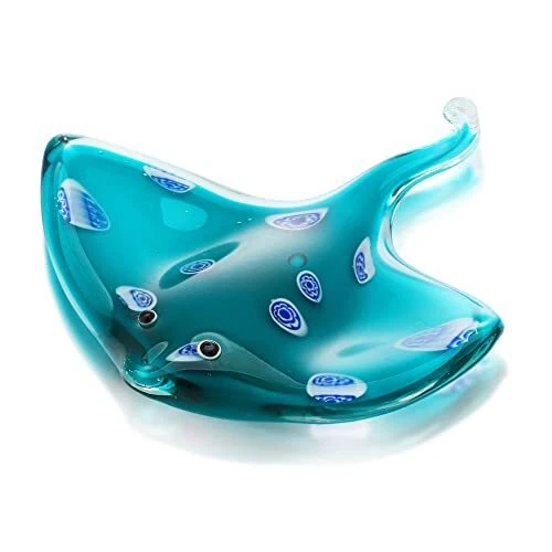 Glass Ray Fish, Handmade Crystal Manta Ray, Sting Ray, Cute Sea Animal Fig...