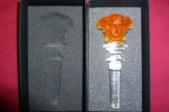 Versace by Rosenthal Glass Wine Bottle Stopper Amber Colour Brand New Boxed