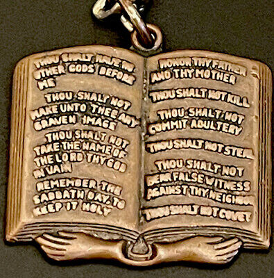 Medalla cristiana vintage de los 10 mandamientos