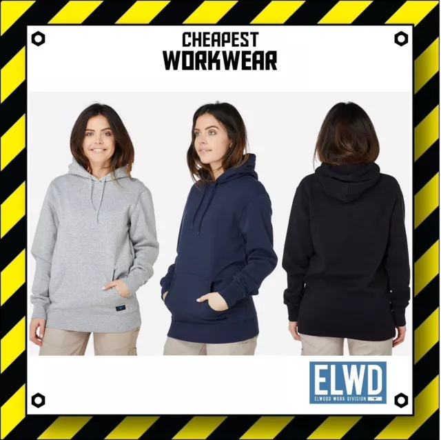 ELWD | Elwood Workwear | WOMENS PLAIN HOODIE JUMPER (Navy, Grey, Black) EWD850