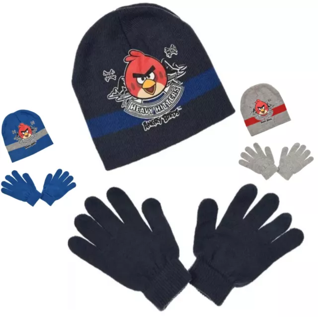 Angry Birds Set Gorro de Invierno + Guantes Punto Guantes