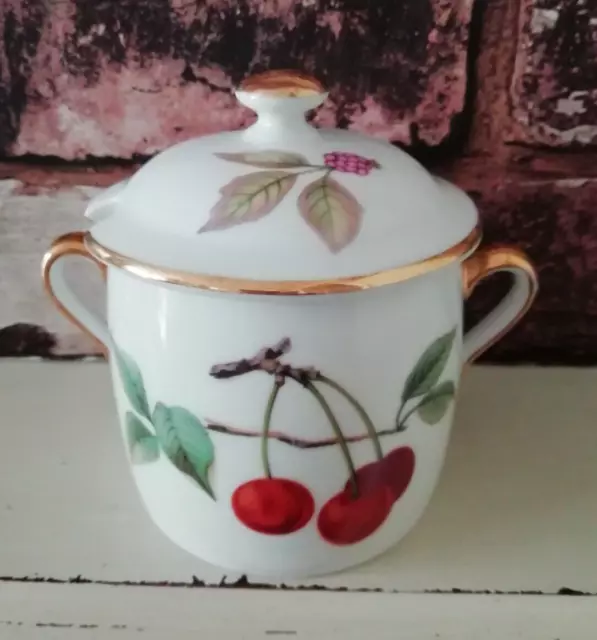 Royal Worcester Evesham Preserve Honey Pot Lidded Sugar Shape 29 Size 6