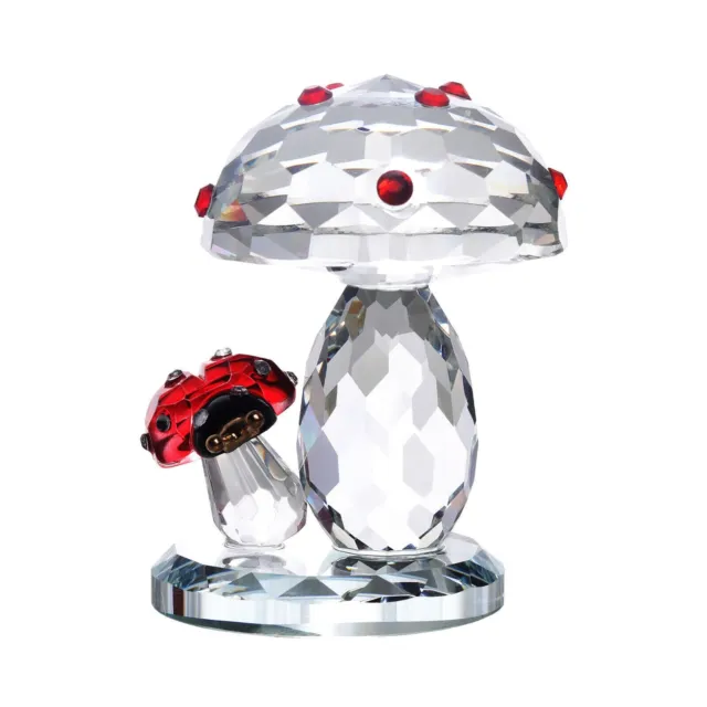 Crystal Ladybug On Mushroom Figurine Statue Table Decor Ornament Collectible