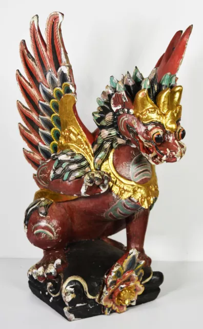 20" Vintage Hand Carved Made Wooden Asian Burmese Temple Garuda Bird
