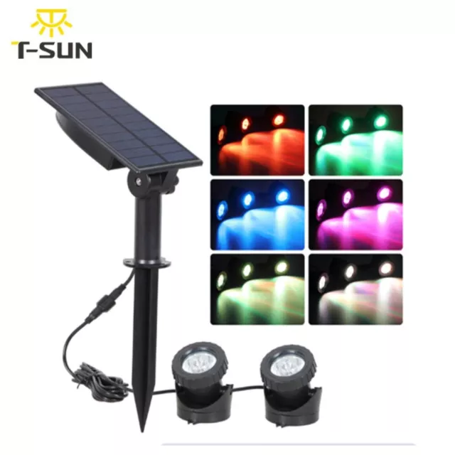 2 in 1 Solar LED Spotlights Underwater Outdoor Garden Pond Pool RGB Color Lamps