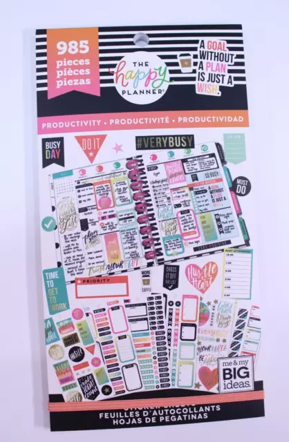 NEW The Happy Planner Sticker Sheet Book Calendar Productivity 985 Pieces