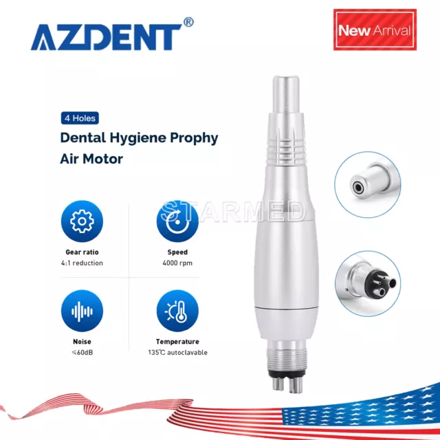 Dental Hygiene Prophy Handpiece 4:1 Straight Nose+Air Motor 4 Holes 360 Swivel