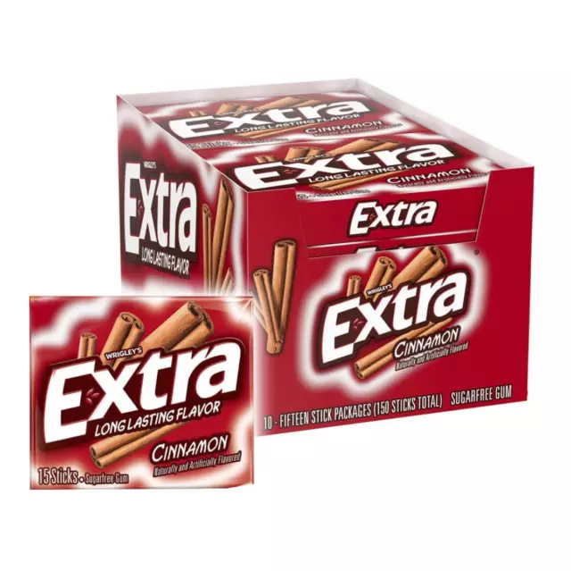 Wrigleys Extra Chewing Gum Cinnamon 15 Pieces X 10 Pack - USA