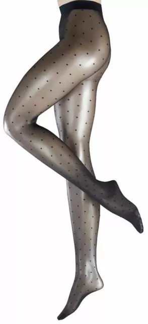 Falke Womens Dotted 15 Denier Tights - Marine Navy