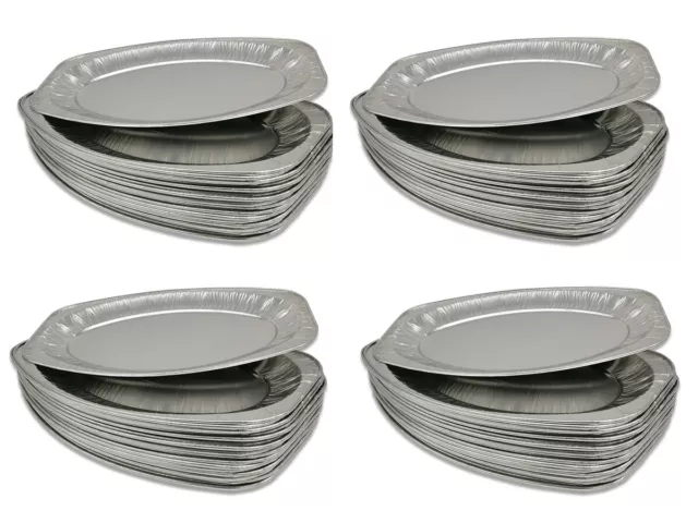 100 Stück Oval Alu Servierplatte Grillschalen Tablett Catering Buffet Aluminium