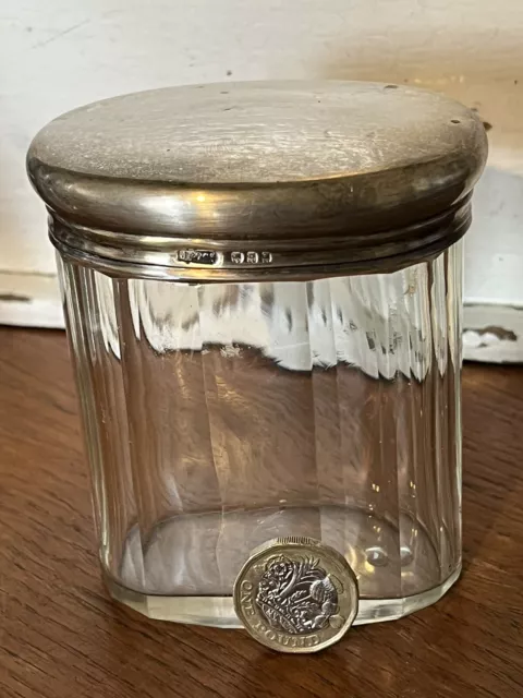 Antique Silver Topped Glass Dressing Table Jar