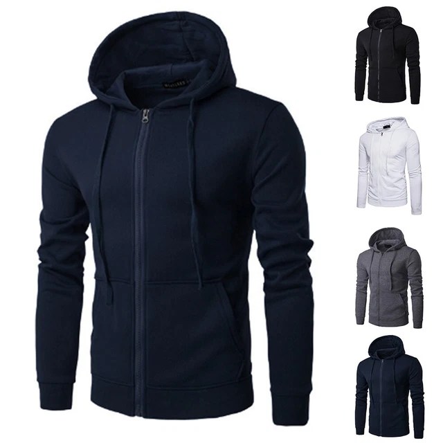 Uomo Felpe con Cappuccio Tinta Unita Completo Casual Felpa Zip Giacca Classico