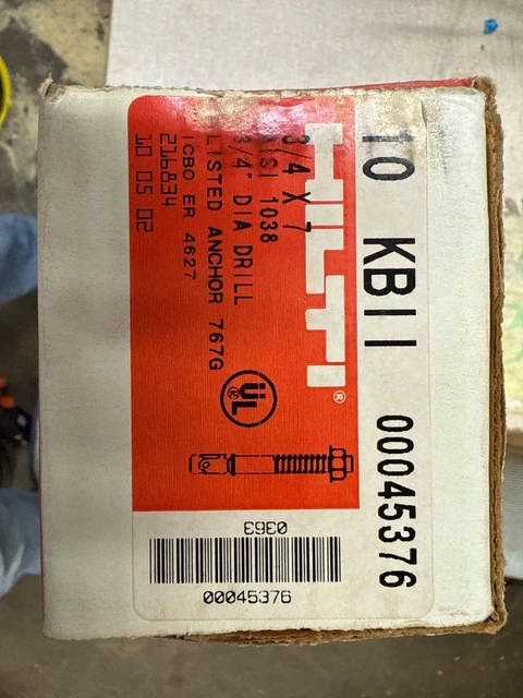 Chevilles à Frapper Hilti Kwik Bolt 114-9 Pour Béton - Lot De 5 - 1 1/4" X 9" - Neuf