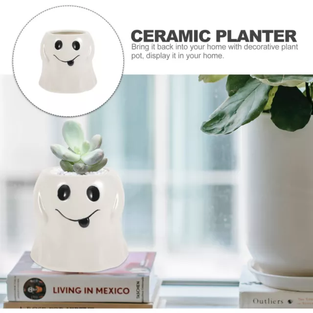GHOST SKULL PLANTER Pot Halloween Candy Bowl No Plants Decoration Props ...