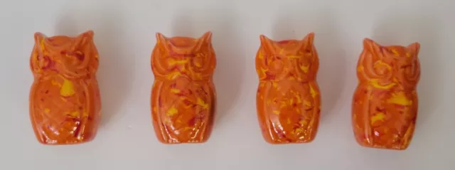 Vintage Mid Century Macrame Owl Bead Orange Speckled, One, Multiple Available