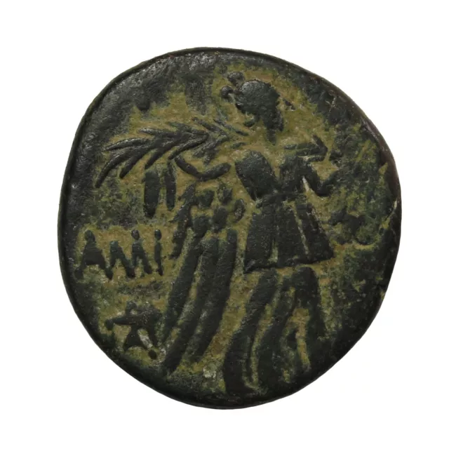 Ancient Greek Bronze Coin Pontos Amisos Aegis Nike 85-65 BC 2